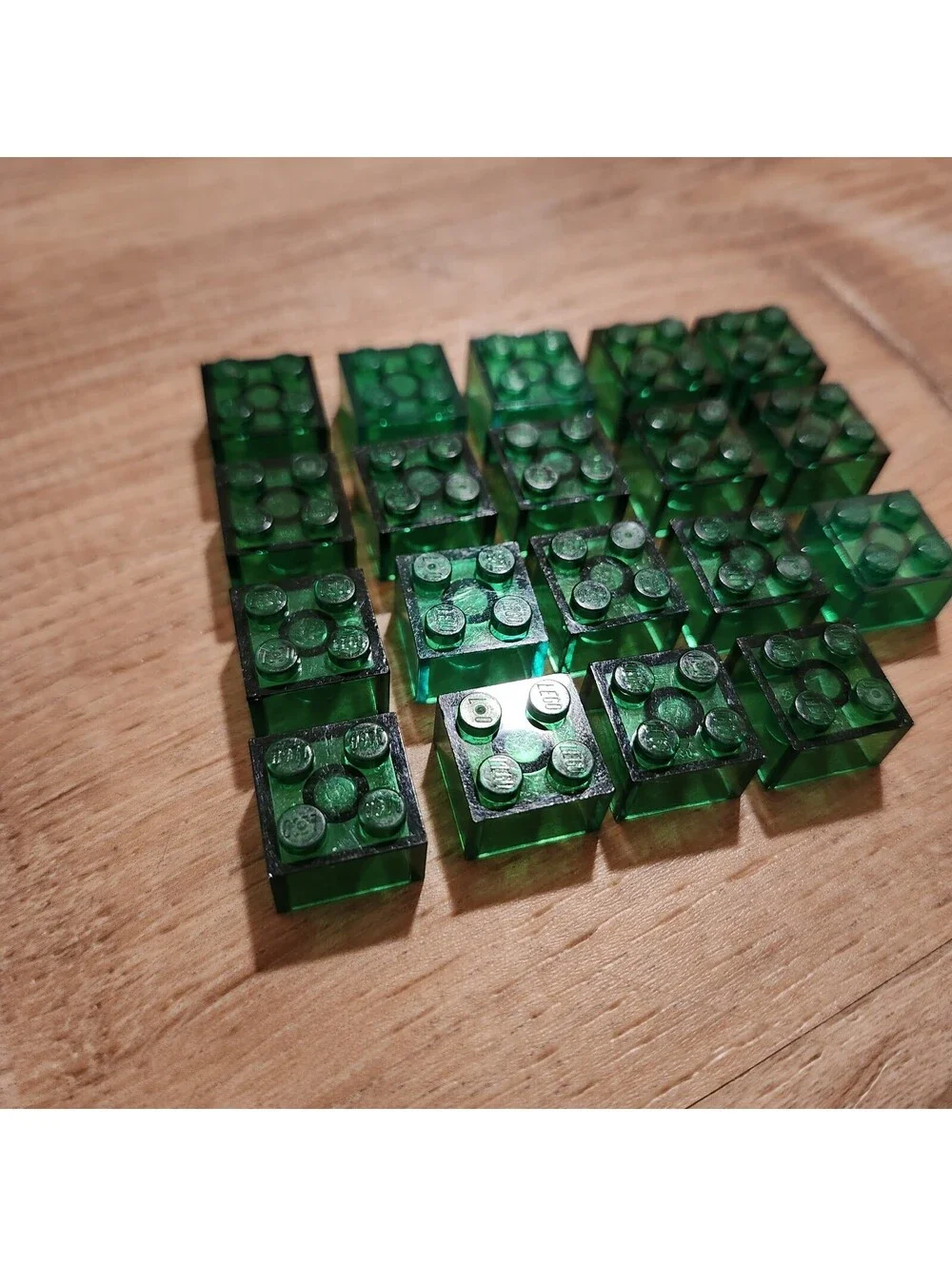 Lego Brick 2x2 Trans Green (x19) Building Blocks Part Piece Bulk Lot #3003